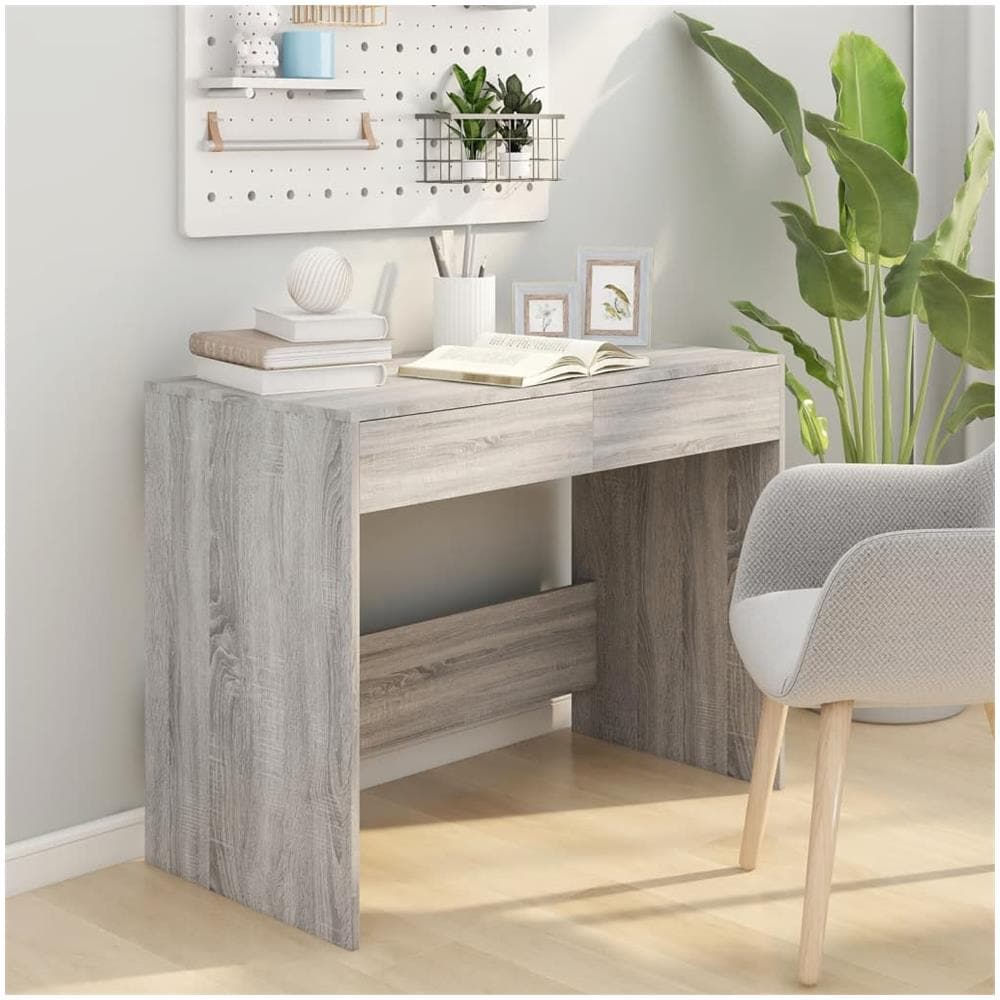 Scrivania Grigio Sonoma 101x50x76,5 cm in Truciolato - Foto 3