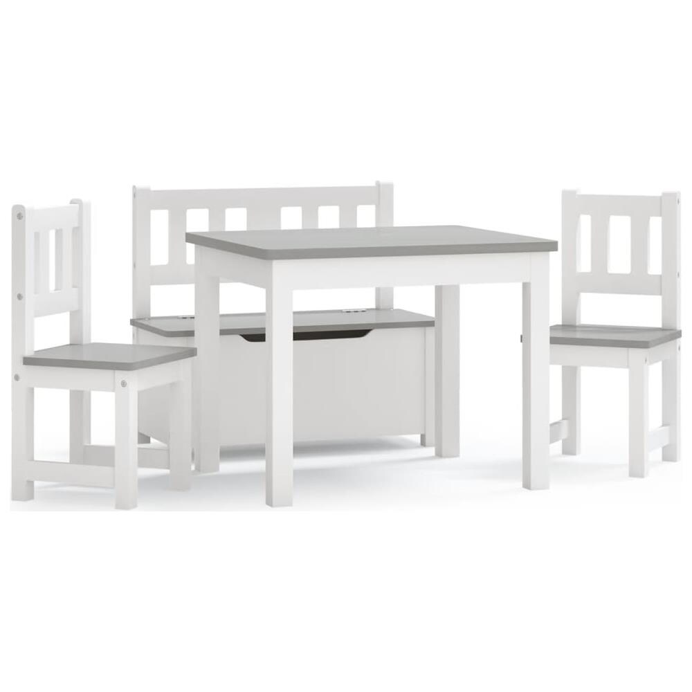 Set Tavolo E Sedie Per Bambini 4 Pezzi Bianco E Grigio In Mdf - Foto 2