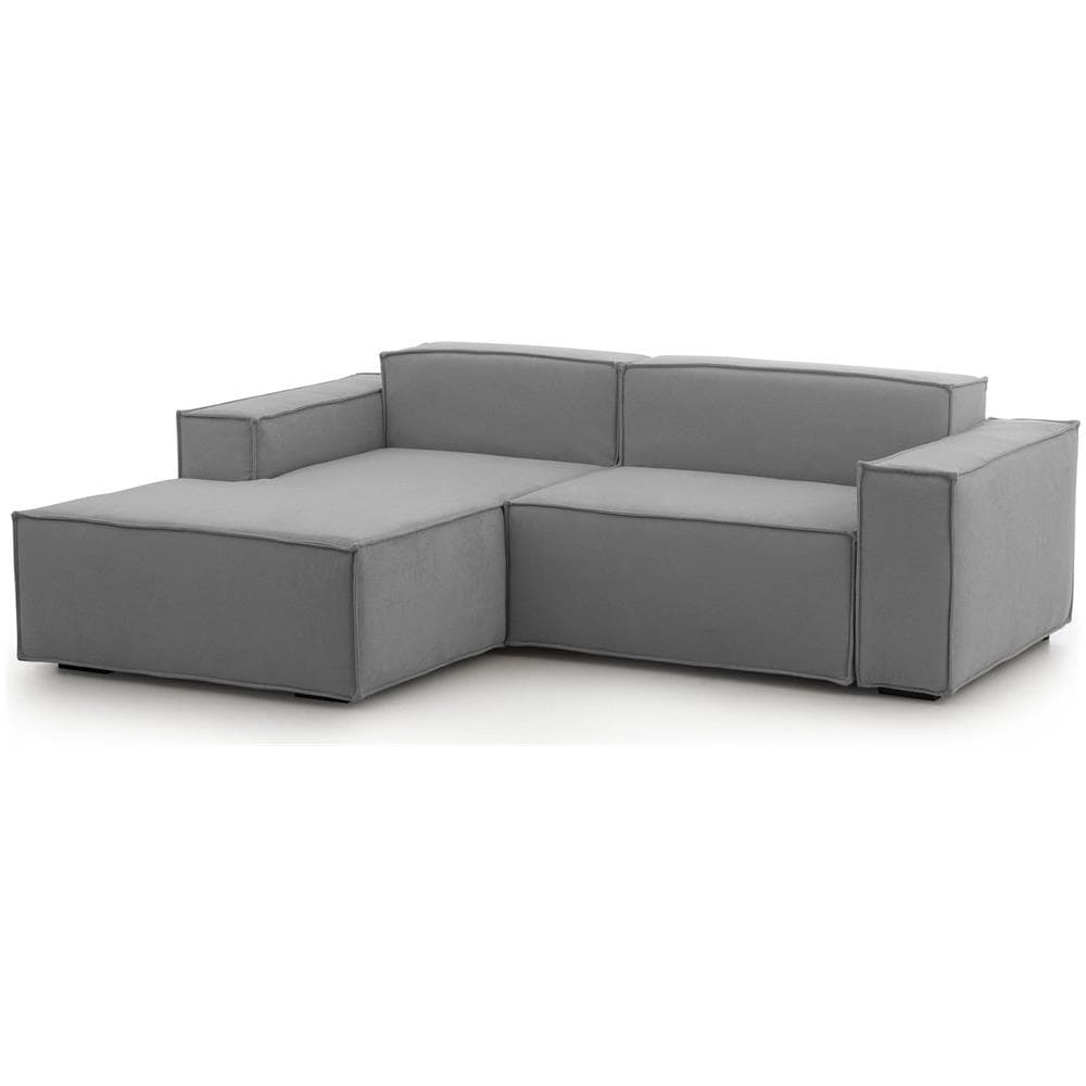 Divano Fisso Nadia, Divano Componibile A 2 Posti Con Penisola Sinistra, 100% Made In Italy, Sofà Moderno In Tessuto, Cm 220x170h70, Grigio - Foto 2