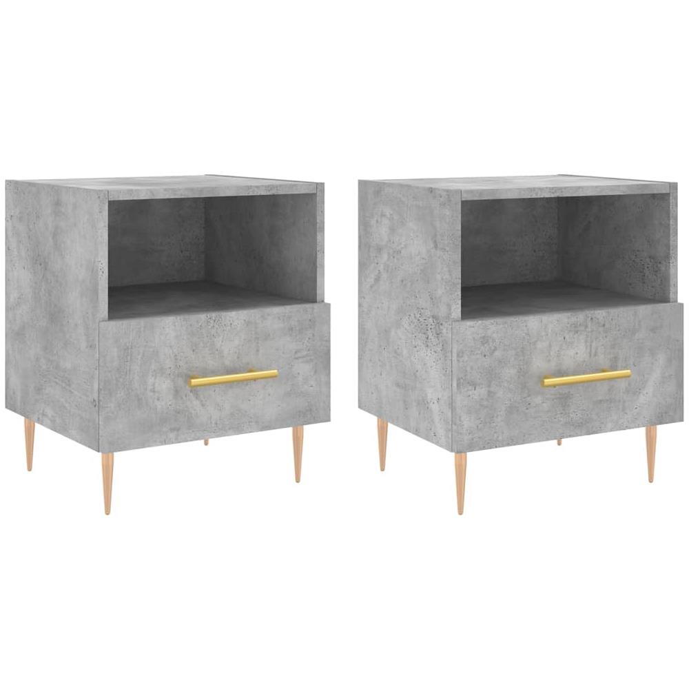 Comodini 2 Pz Grigio Cemento 40x35x47,5 Cm In Legno Multistrato - Foto 2
