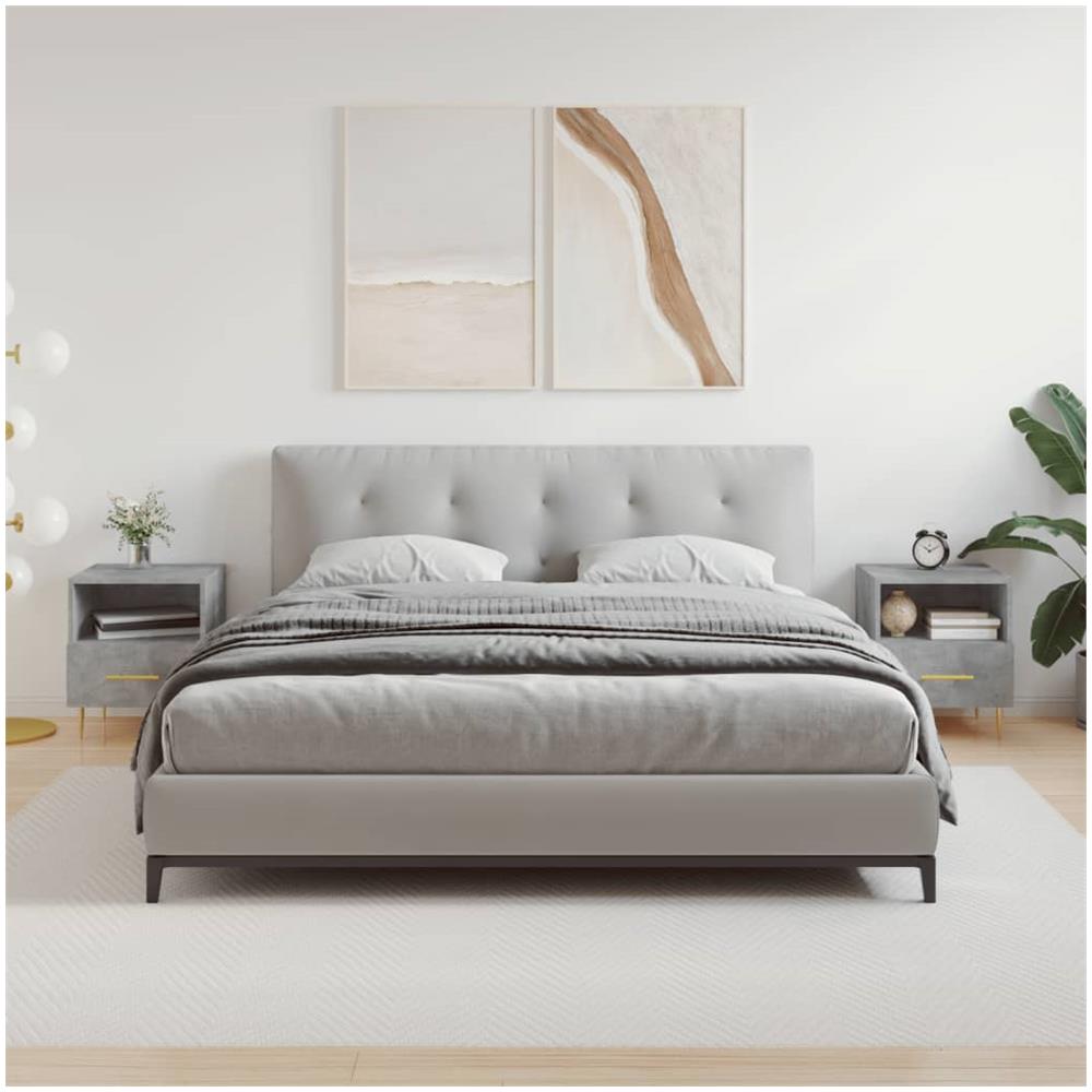 Comodini 2 Pz Grigio Cemento 40x35x47,5 Cm In Legno Multistrato - Foto 1