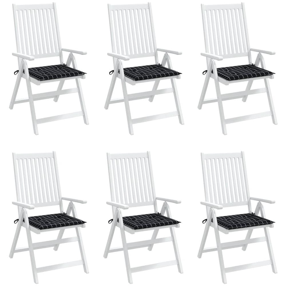 Cuscini Sedia Giardino 6pz Motivo Quadri Nero 50x50x3cm Tessuto - Foto 3