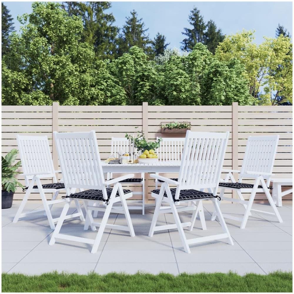 Cuscini Sedia Giardino 6pz Motivo Quadri Nero 50x50x3cm Tessuto - Foto 1