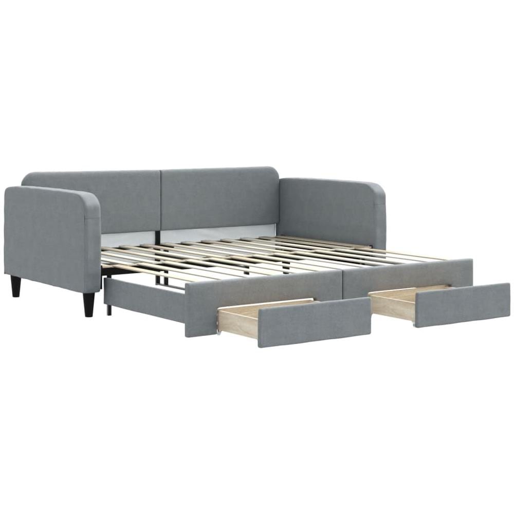 Divano Letto Estraibile Cassetti Grigio Chiaro 100x200 Tessuto - Foto 1