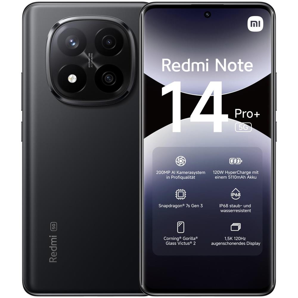 Redmi Note 14 Pro+ 5G 256GB 8GB Ram Display 6.67" Doppia SIM USB tipo-C 5110 mAh Midnight Black - Foto 1