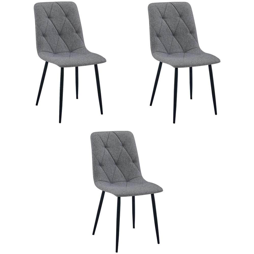 Sedia imbottita VALORA TYRA - Elegante tessuto grigio scuro x 3 - Foto 1