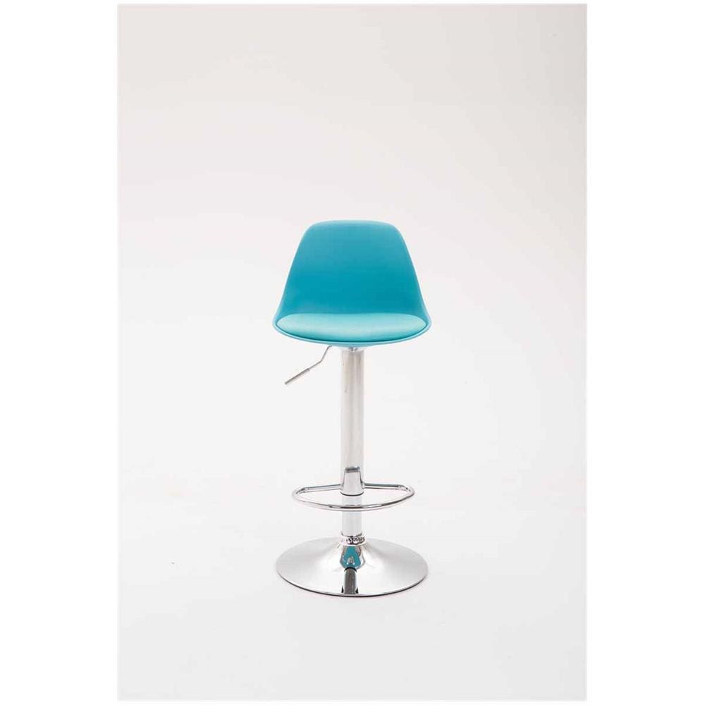 Sgabello Design Kiel in Polipropilene e Similpelle - Sgabello Cucina Girevole e Regolabile - Sgabello da Bar Imbottito e con Poggiapiedi Blu Cromato - Foto 2