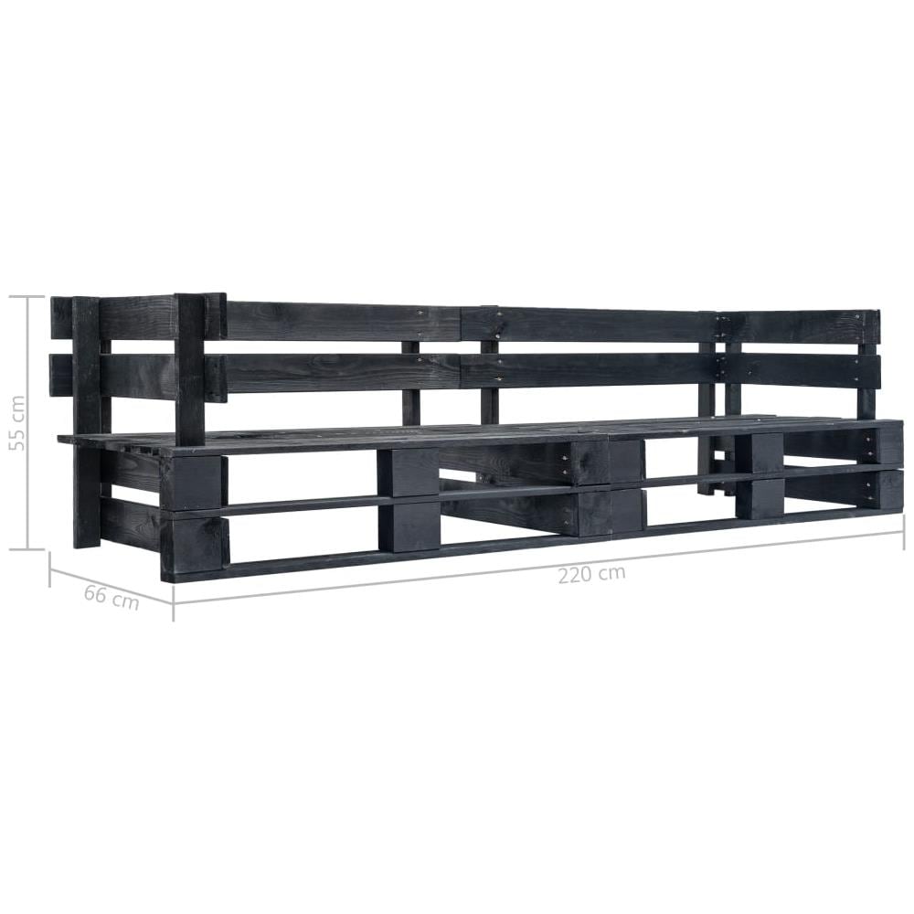 Divano da Giardino a 2 Posti su Pallet Nero in Legno - Foto 3