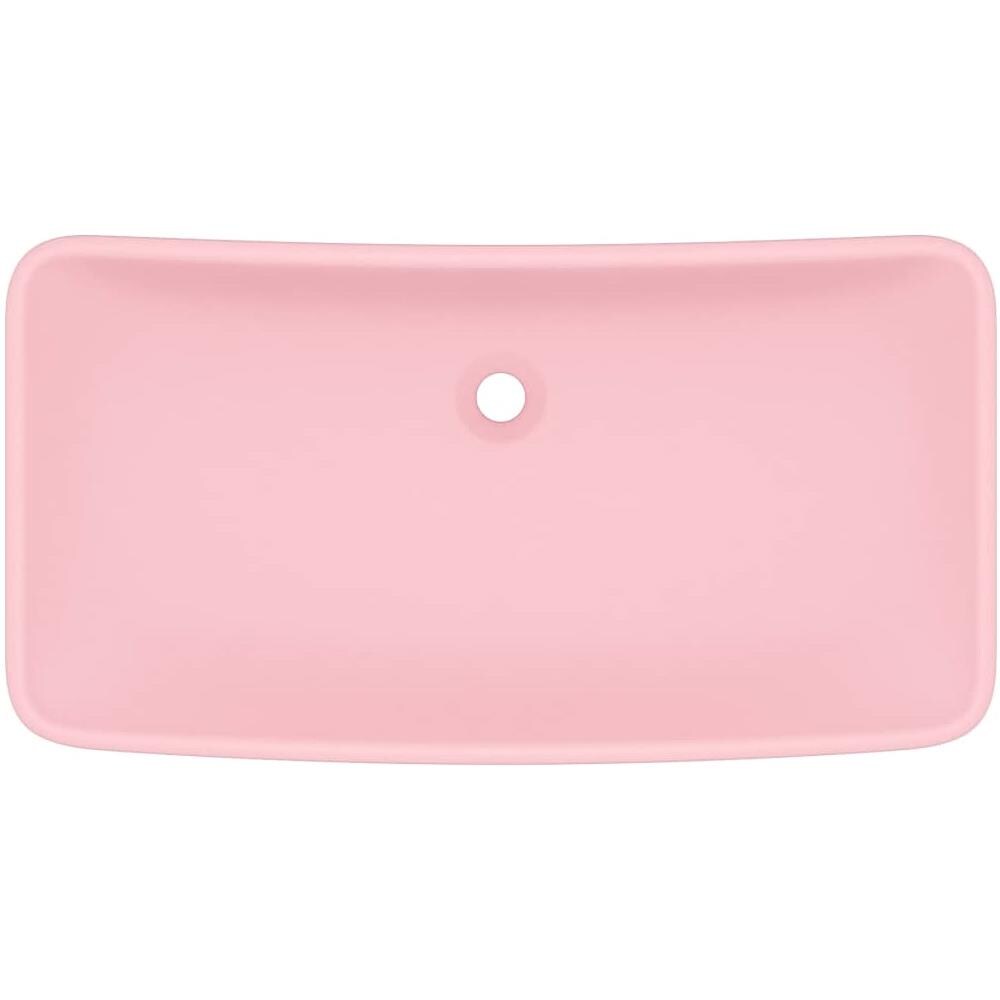 Lavandino Lusso Rettangolare Rosa Opaco 71x38 cm in Ceramica - Foto 2