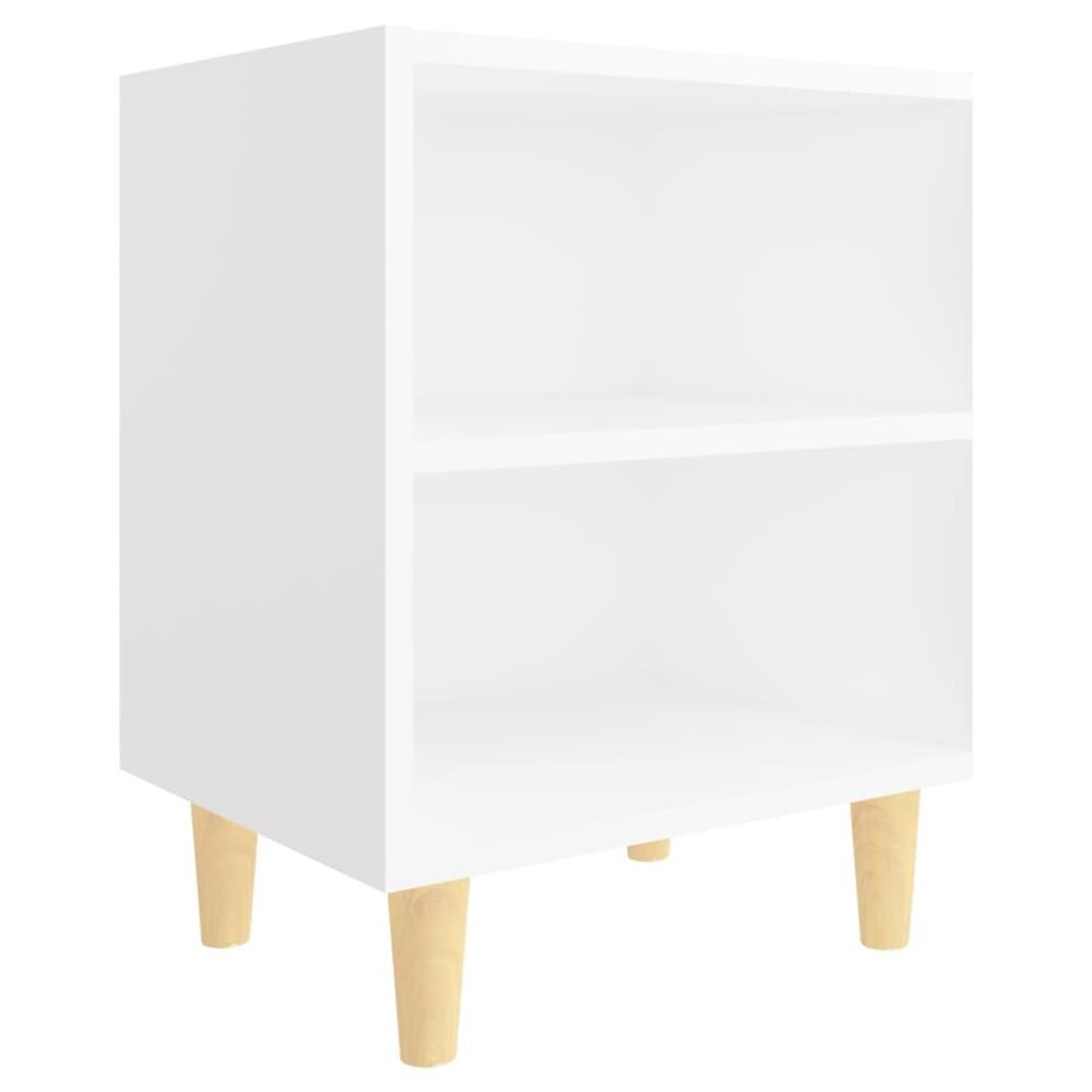 Comodino con Gambe in Legno Massello Bianco 40x30x50 cm - Foto 2