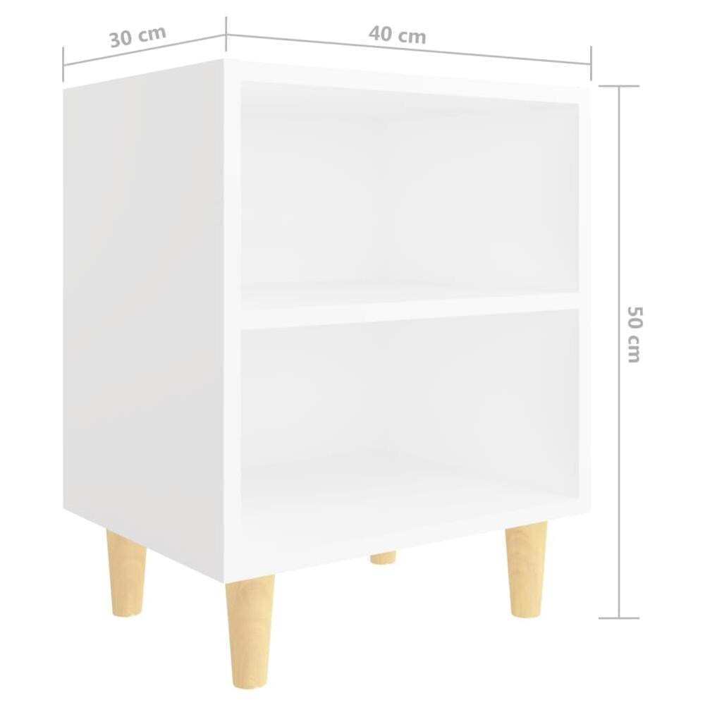 Comodino con Gambe in Legno Massello Bianco 40x30x50 cm - Foto 6