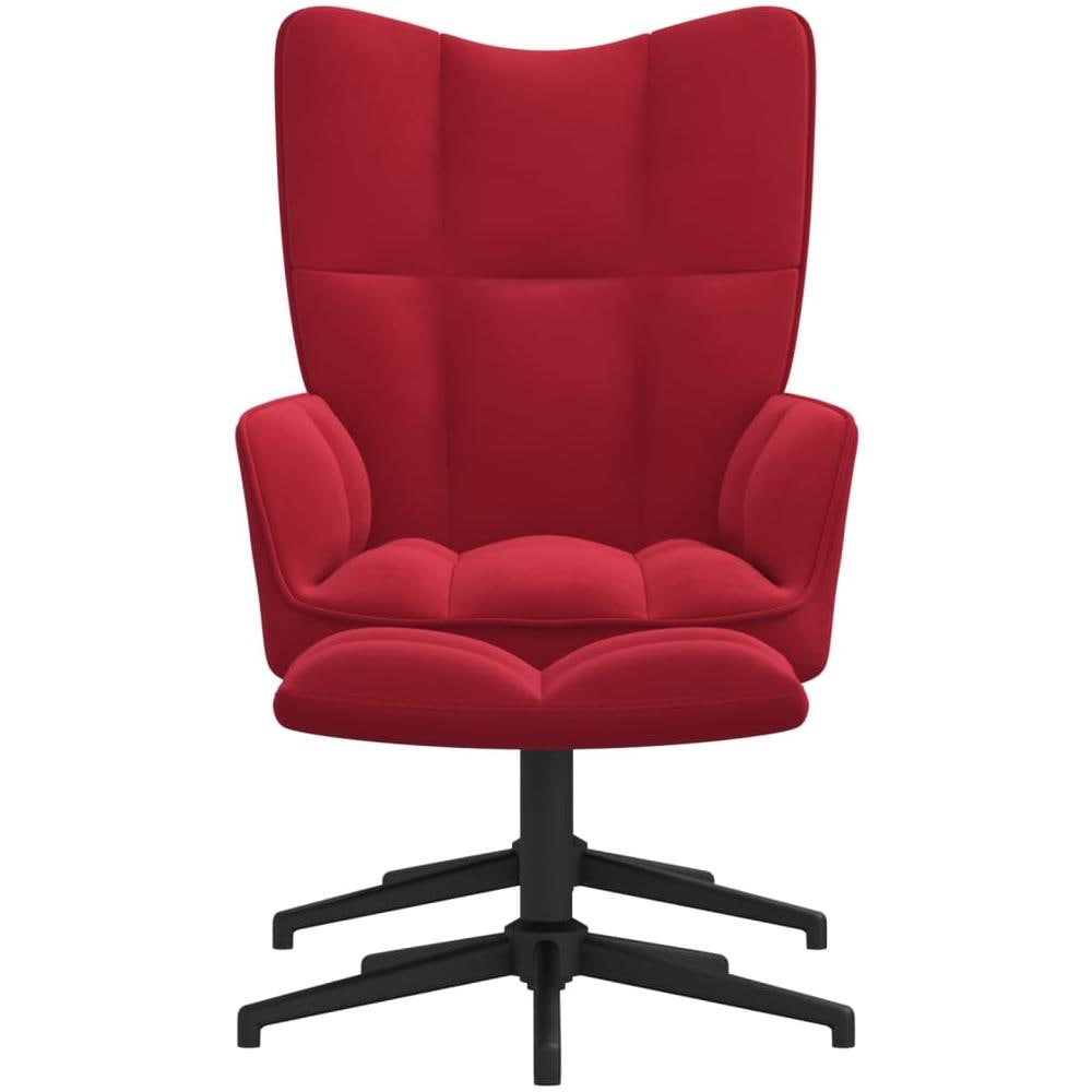 Poltrona Relax Con Poggiapiedi Rosso Vino In Velluto - Foto 3