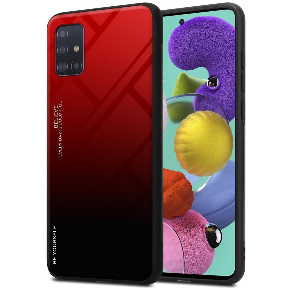 Custodia Compatibile Con Samsung Galaxy A51 4g / M40s In Rosso - Nero - Coperchio Protettivo Bicolore In Vetro Temperato E Silicone Tpu - Foto 1