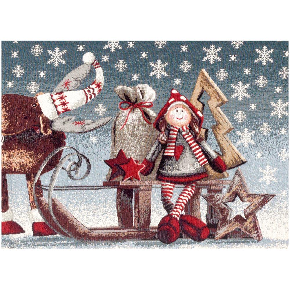 Tovaglia Centrino Runner Tavolo Fantasie Natalizie Centrotavola Cinigliato Made Italy 40x180 Slitta - Foto 5