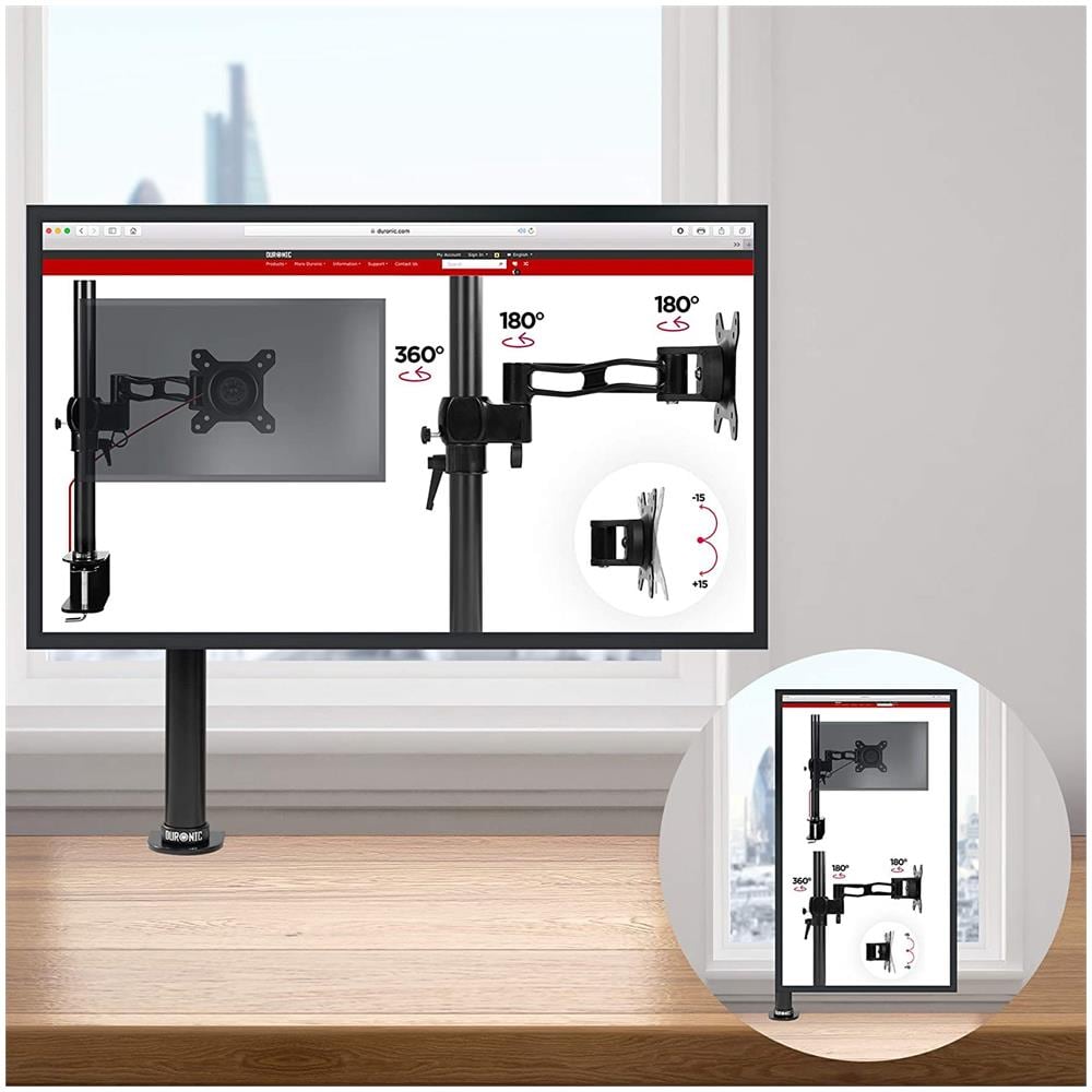 Dm251x2 Supporto Da Scrivania Monitor 13” - 27” Staffa Supporto Monitor / Schermo Con Braccio Estensore E Morsetto Tavolo Vesa Max 100 X 100mm Struttura In Acciaio Portata 8kg - Foto 6