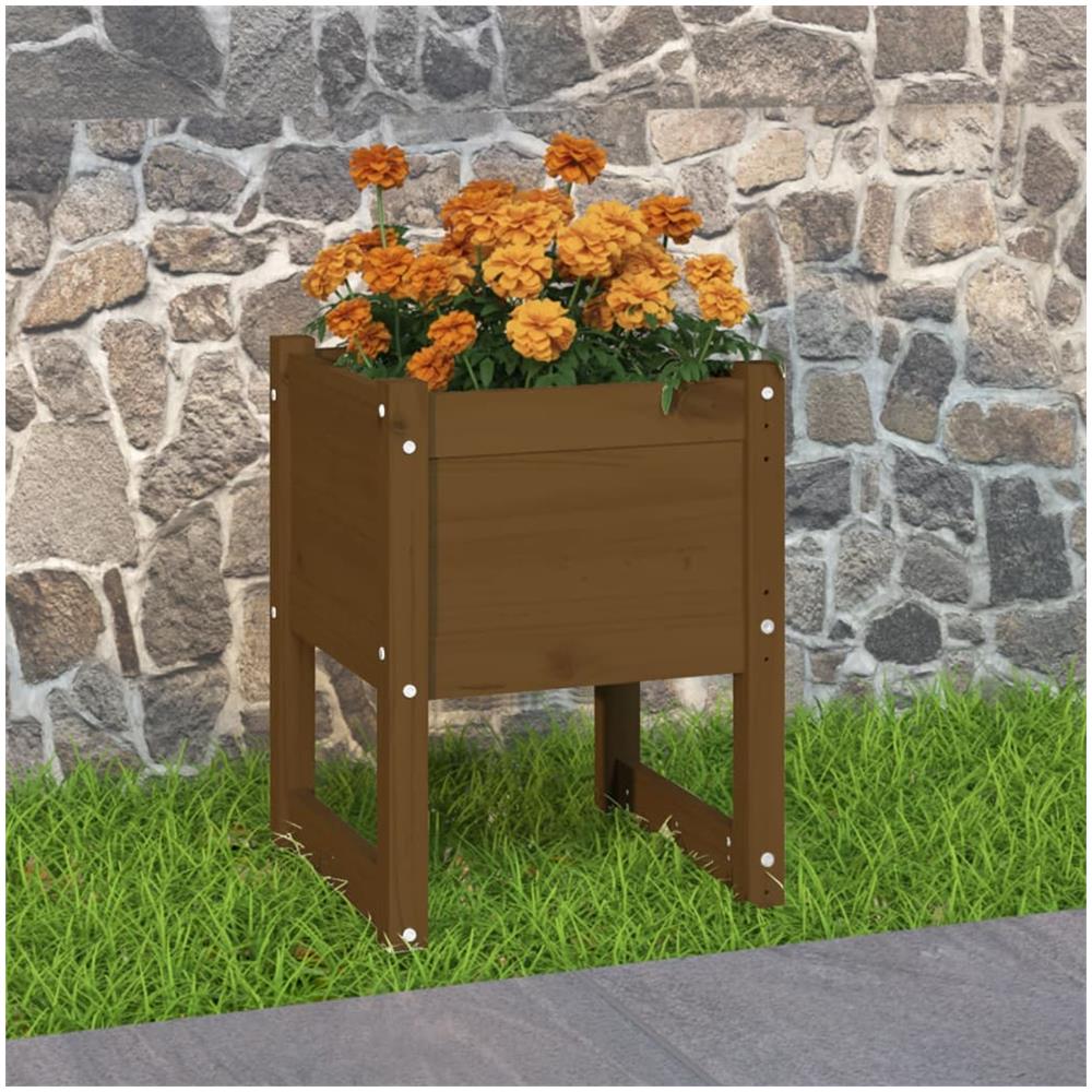 Fioriera Miele 40x40x52,5 cm in Legno Massello di Pino - Foto 1