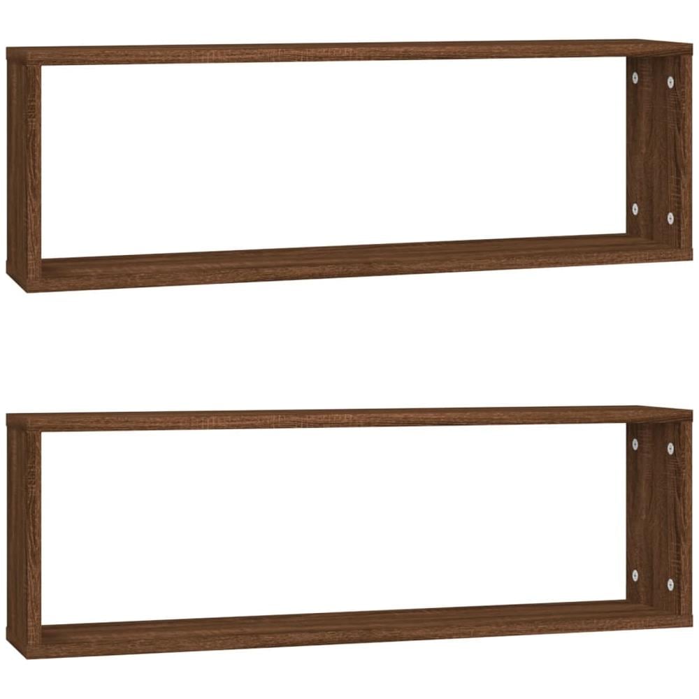 Mensole Muro Cubo 2 Rovere Marrone 80x15x26,5 Legno Multistrato - Foto 2