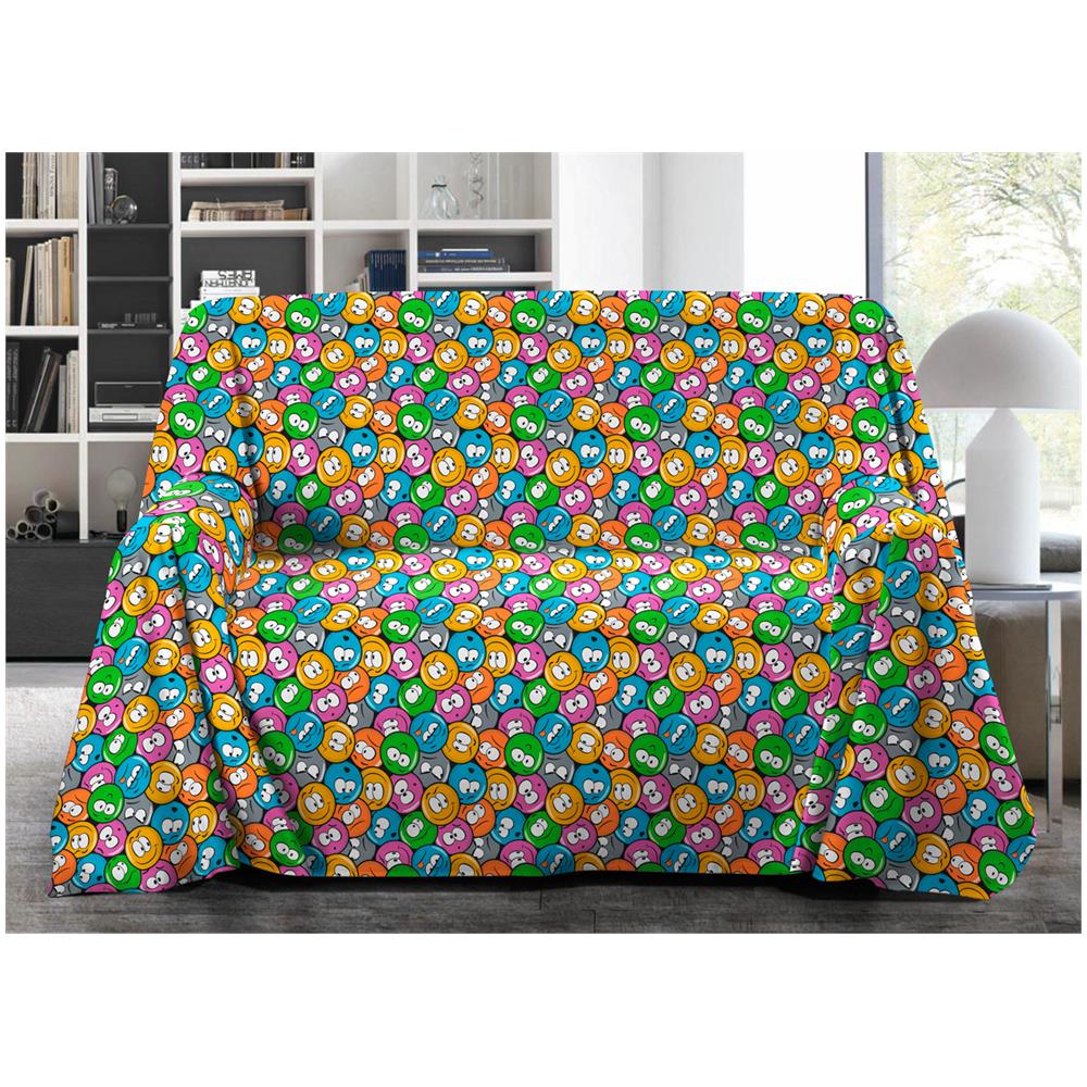 Telo Arredo Granfoulard Copritutto Salvadivano 100% Cotone Disegno Emoji Singolo Emoji - Foto 1