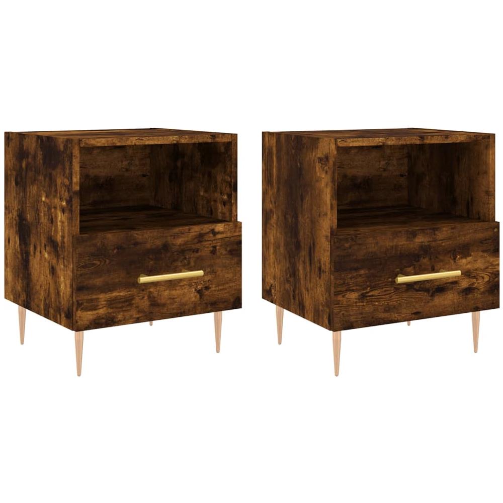 Comodini 2 Pz Rovere Fumo 40x35x47,5 Cm In Legno Multistrato - Foto 2