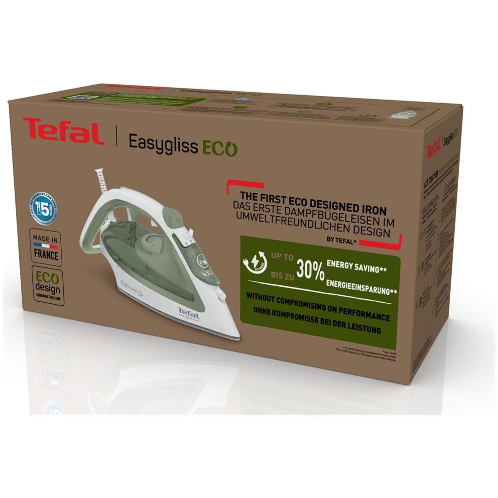 Easygliss Eco FV5781 Ferro da stiro a secco e a vapore Durilium AirGlide soleplate 2800 W Bianco, Verde - Foto 12