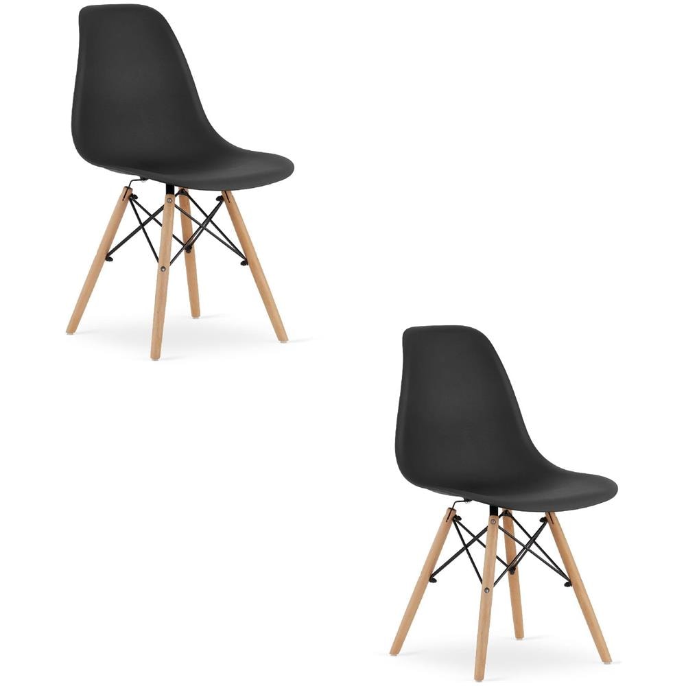 Sedia OSAKA con gambe nere naturali per soggiorno x2 - Foto 1