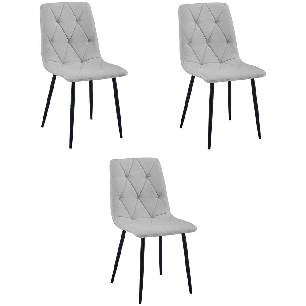 Sedia imbottita TYRA - Elegante tessuto grigio chiaro / gambe nere x 3 - Foto 1