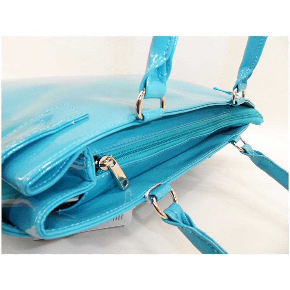 Borsa Donna Shopping Media Vernice 978 Celeste - Foto 4