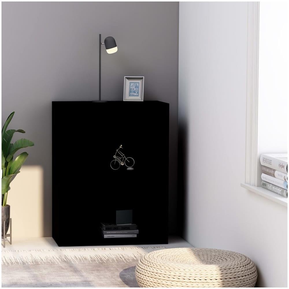 Libreria A 2 Ripiani Nera 60x30x76,5 Cm In Truciolato - Foto 1