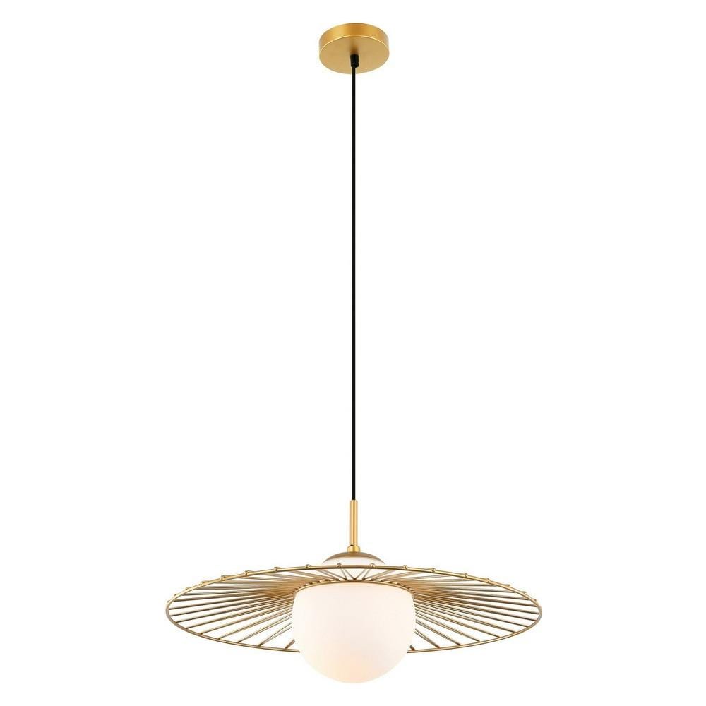 Pendente A Sospensione Moderno Dorato 1 Luce Con Oro, Paralume Bianco, Attacco E27 - Foto 2