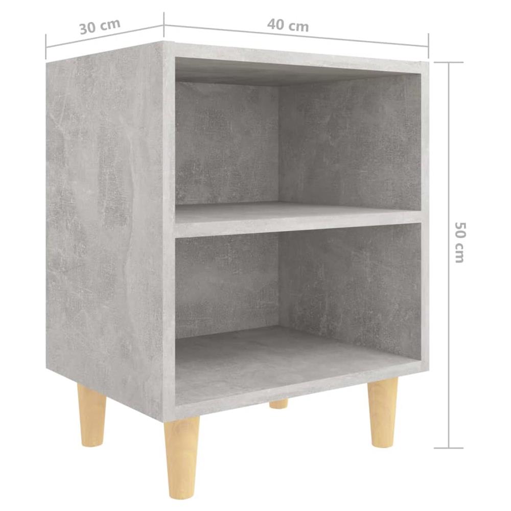 Comodino con Gambe in Legno Massello Grigio Cemento 40x30x50 cm - Foto 2