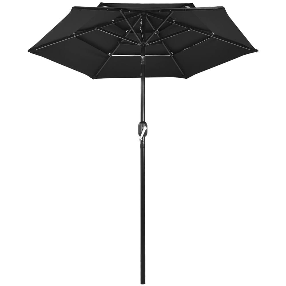 Ombrellone a 3 Livelli con Palo in Alluminio Nero 2 m - Foto 2