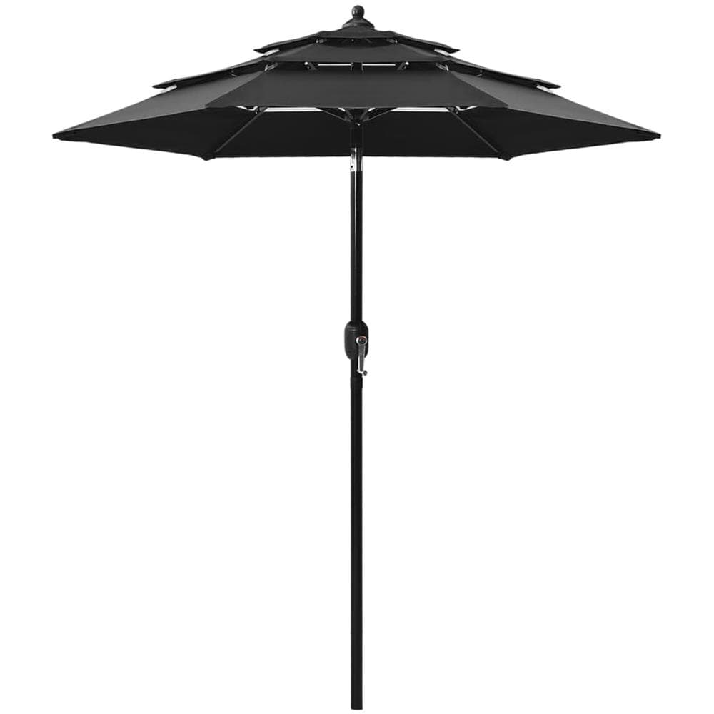 Ombrellone a 3 Livelli con Palo in Alluminio Nero 2 m - Foto 1