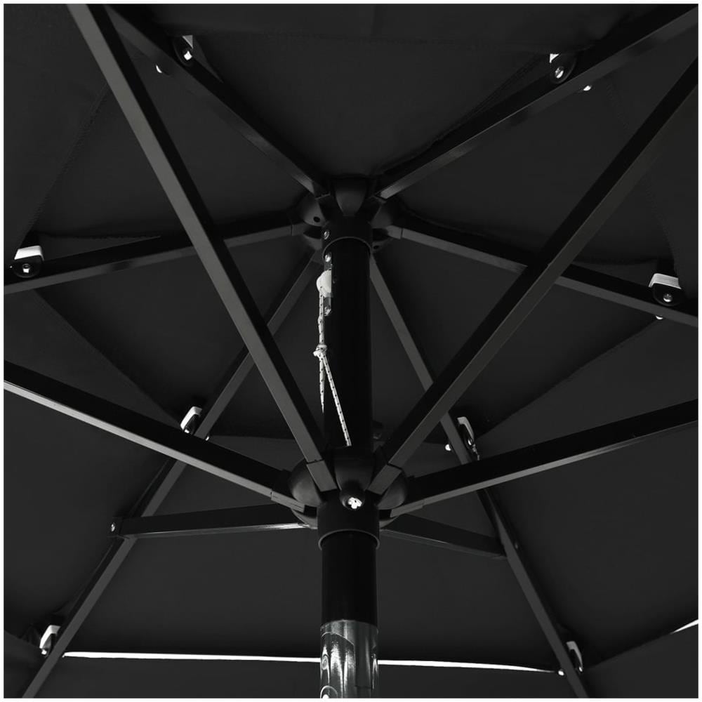Ombrellone a 3 Livelli con Palo in Alluminio Nero 2 m - Foto 3