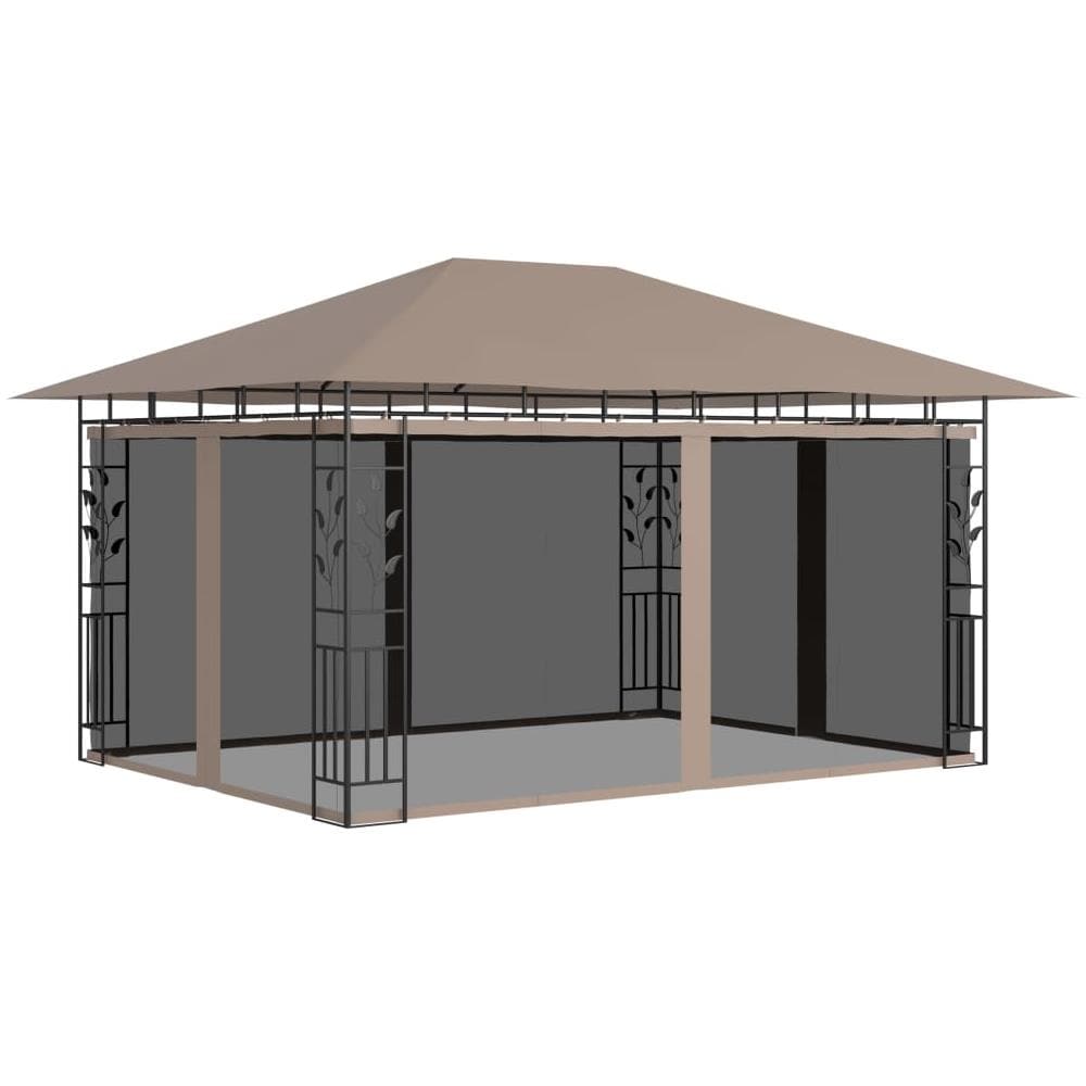 Gazebo con Zanzariera Luci LED 4x3x2,73 m Grigio Talpa - Foto 3