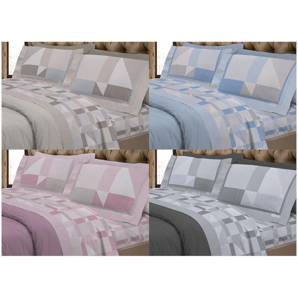 Completo Lenzuola Flanella Linea Supereuropa 100% Cotone Disegno Atene 7879 Piazza E Mezza Azzurro - Foto 6