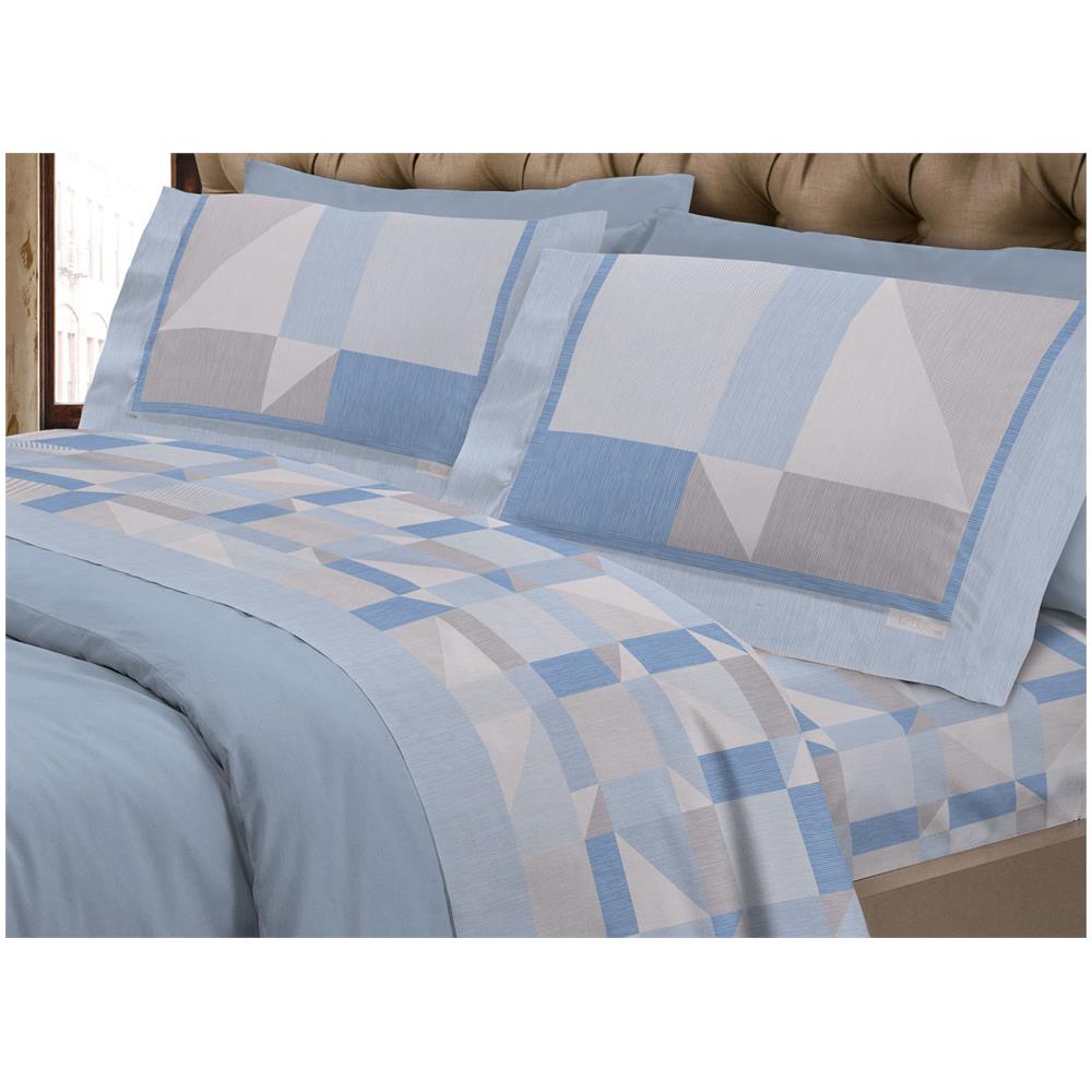 Completo Lenzuola Flanella Linea Supereuropa 100% Cotone Disegno Atene 7879 Piazza E Mezza Azzurro - Foto 1