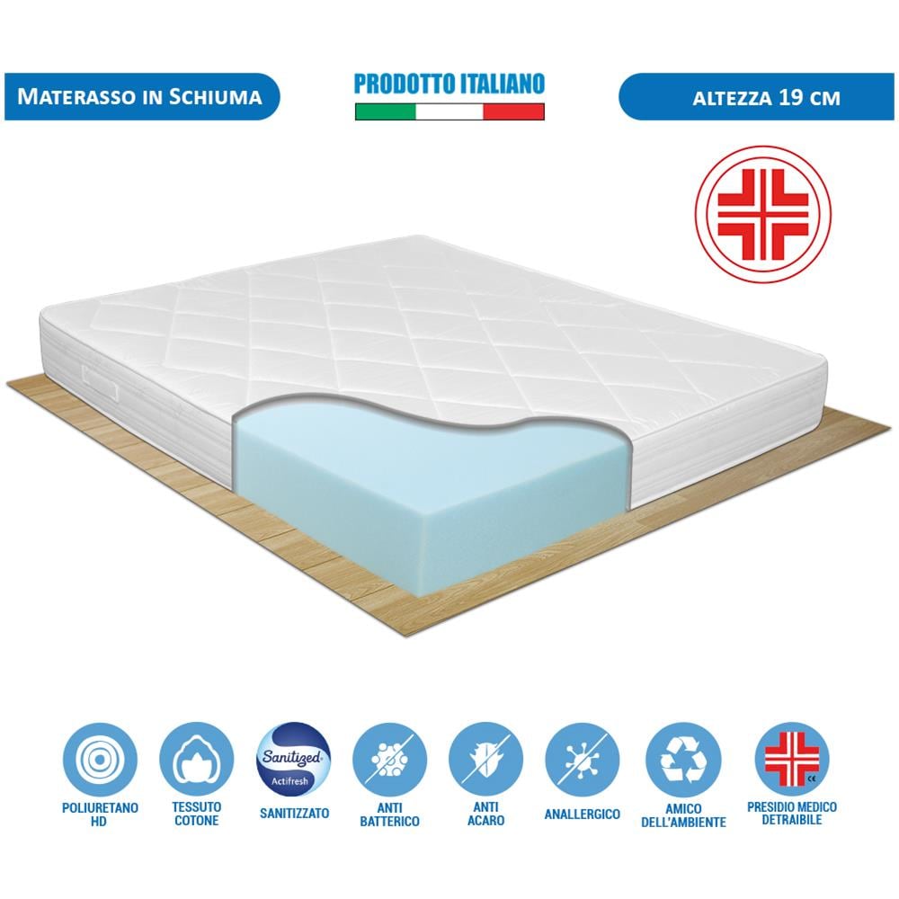 Materasso Singolo 80x190 Ortopedico Altezza 20 Cm - In Waterfoam, Dispositivo Medico, Made In Italy Indeformabile Anallergico Antibatterico Antiacaro E Traspirante 82773985 - Foto 11