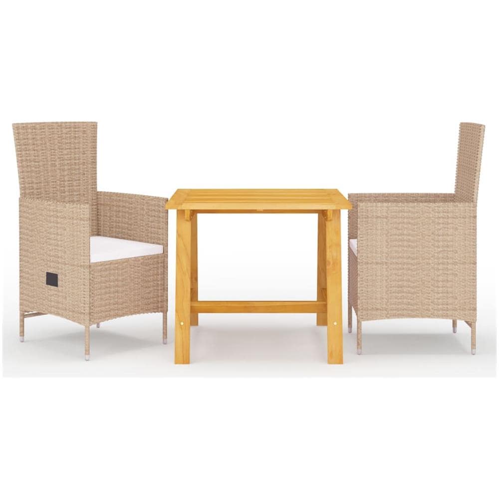 Set Mobili Da Pranzo Per Giardino 3 Pz Beige - Foto 1
