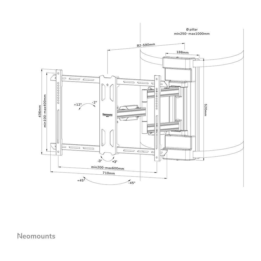 WL40S-910BL16 Supporto per Colonna Full Motion per Schermi da 40 a 70" Colore Nero - Foto 11