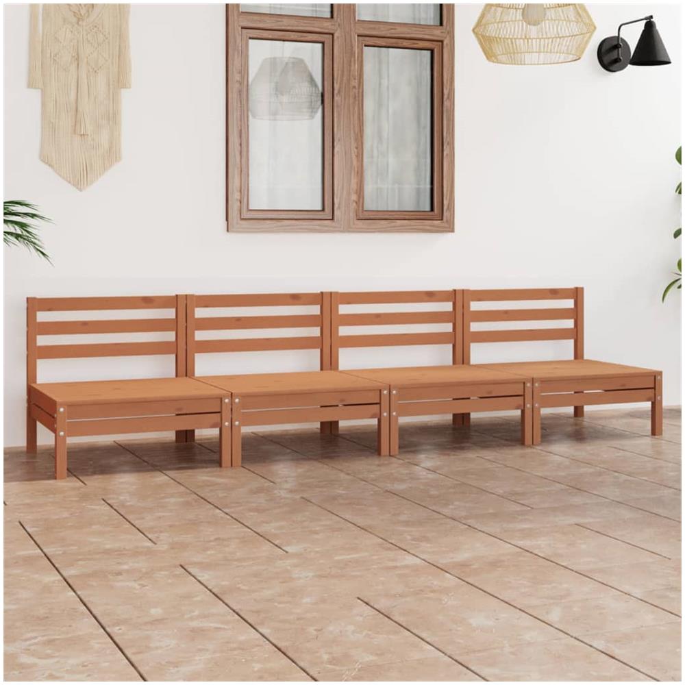 Set Divani Da Giardino 4 Pz Miele In Legno Massello Di Pino - Foto 1