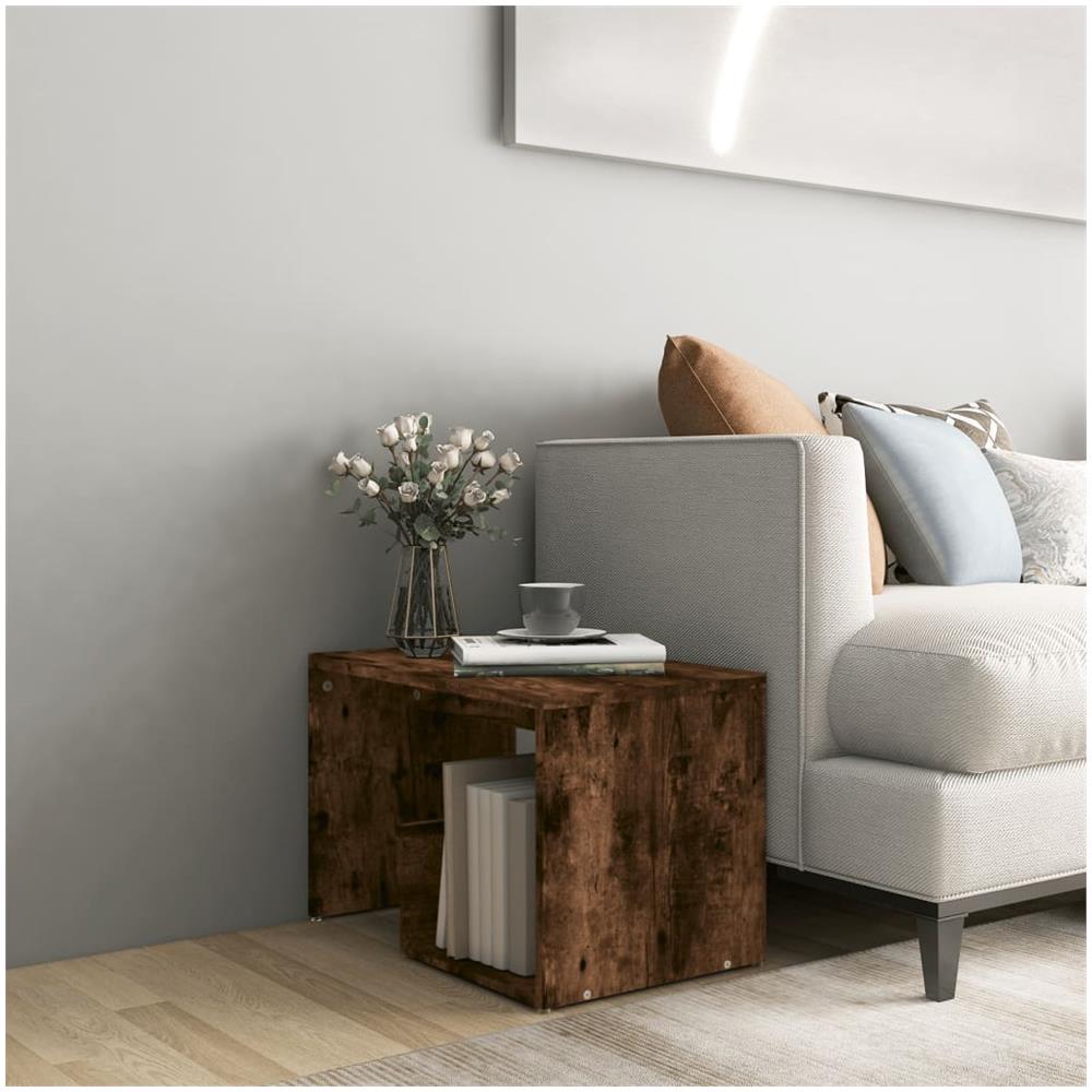 Tavolino Rovere Fumo 59x36x38 Cm In Legno Multistrato - Foto 1