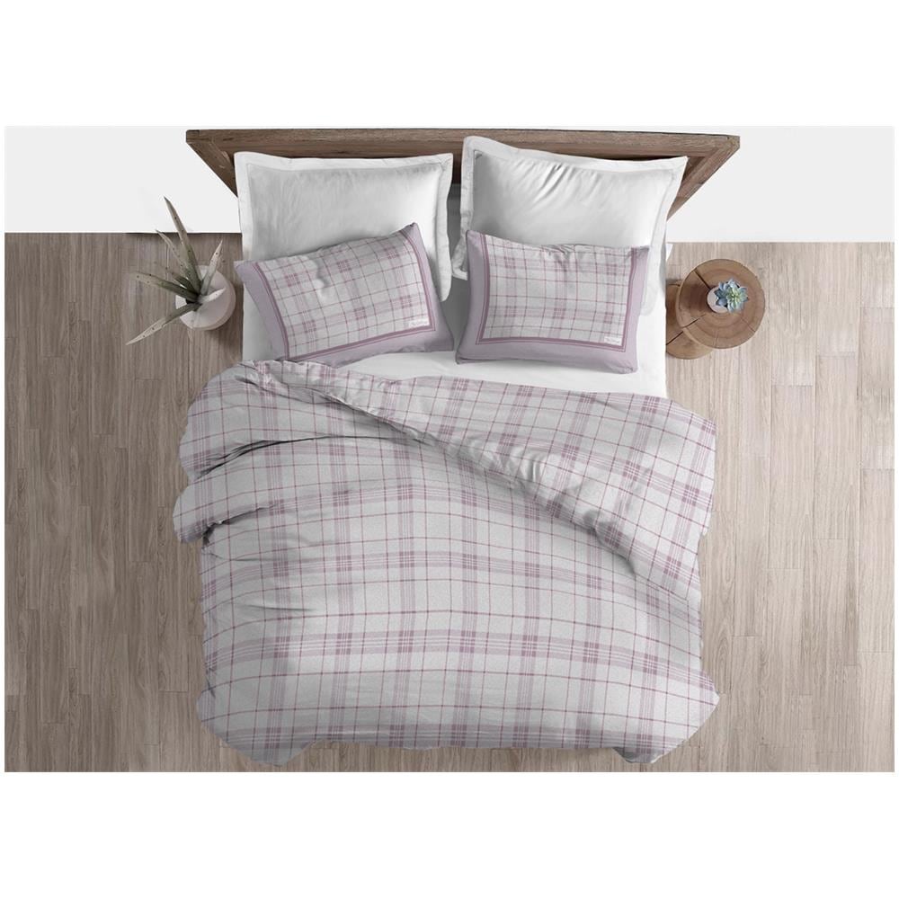 Copripiumino Sacco Piumone Cotone Flanella Pensieri Delicati Disegno Torino Matrimoniale Rosa - Foto 1