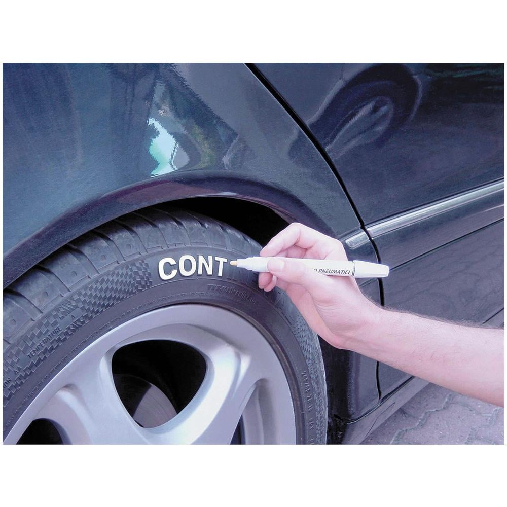 Pennarello Bianco Per Evidenziare Le Scritte Sui Pneumatici Dell'auto - Foto 11