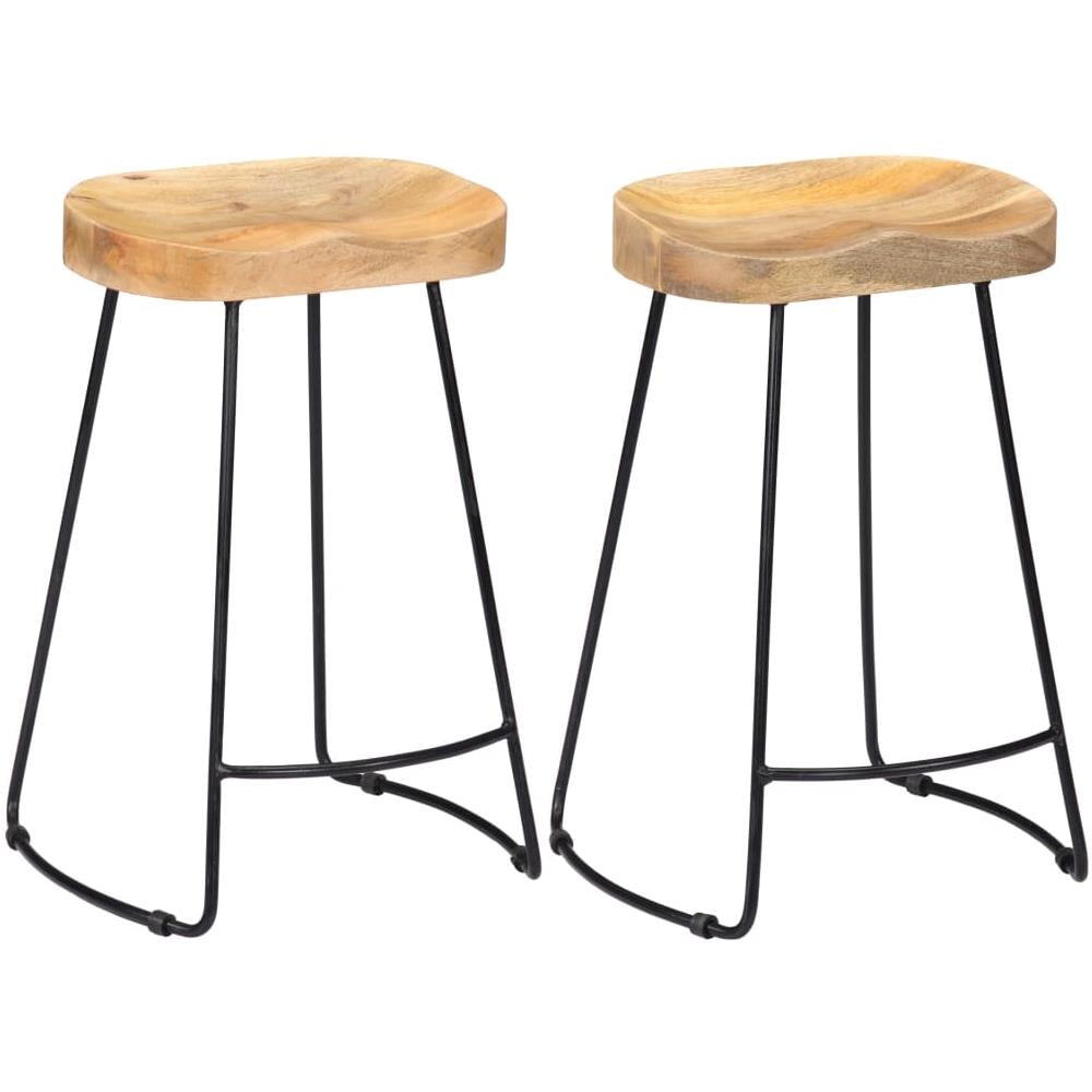 Sgabelli Da Bar Gavin 2 Pz In Legno Massello Di Mango - Foto 1