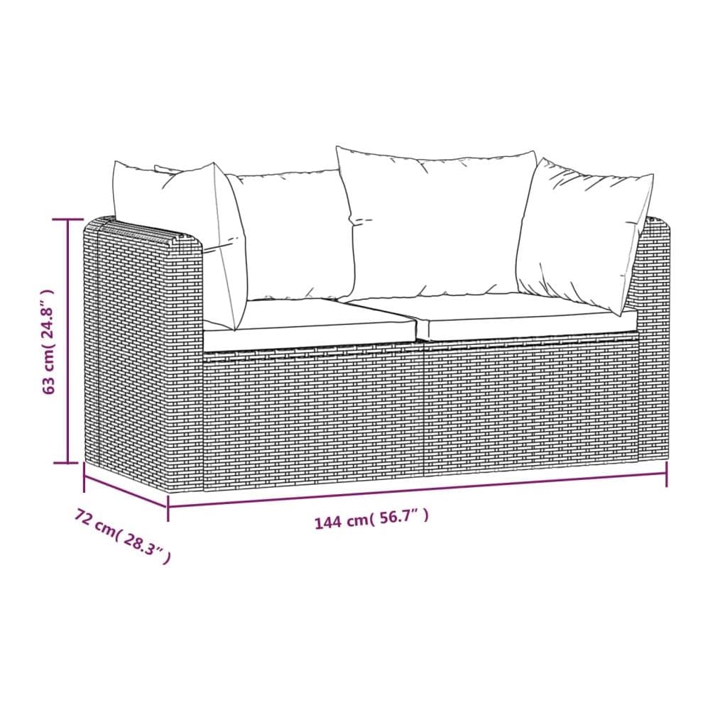 Set Divani Da Giardino 2 Pz Con Cuscini In Polyrattan Nero - Foto 2