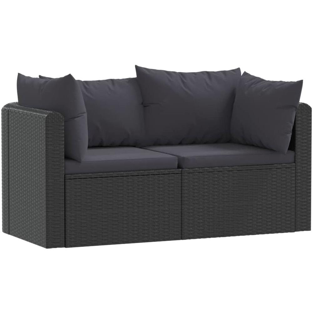 Set Divani Da Giardino 2 Pz Con Cuscini In Polyrattan Nero - Foto 1