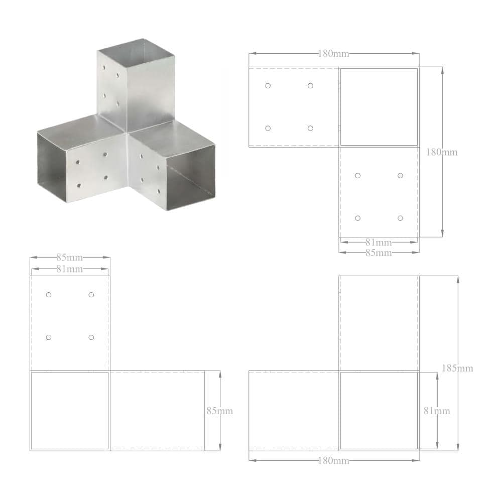Connettore Per Pali A Forma Di Y In Metallo Zincato 81x81 Mm - Foto 6