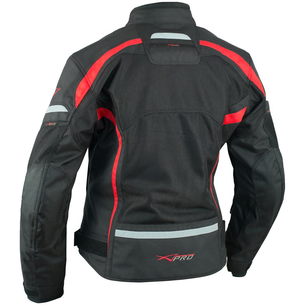 Donna Giacca Moto Tessuto Impermeabile Traspirante Riflettente Rosso 2x - Foto 2