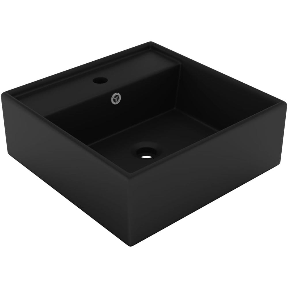 Lavabo Troppopieno Quadrato Nero Opaco 41x41cm Ceramica - Foto 1