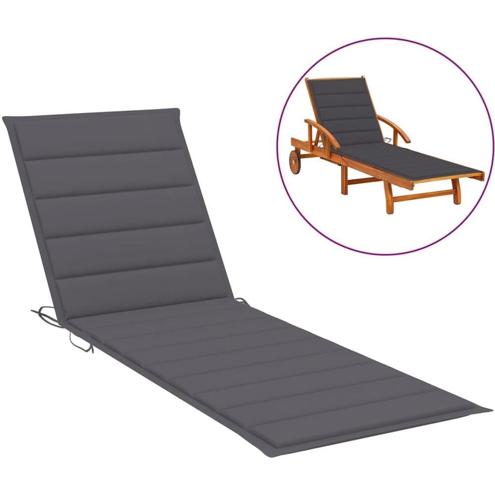 Cuscino Per Lettino Prendisole Antracite 200x70x4 Cm In Tessuto - Foto 1